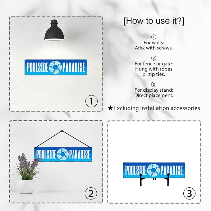 Poolside Paradise Gradient Blue Tin Sign Vintage Metal Sign Retro Wall Art - Image 3