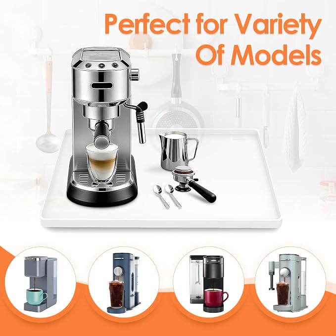 Silicone Coffee Maker Mat with Lip, 15.7'' x 11.8'' Heavy Duty Coffee Maker Mat - Image 6