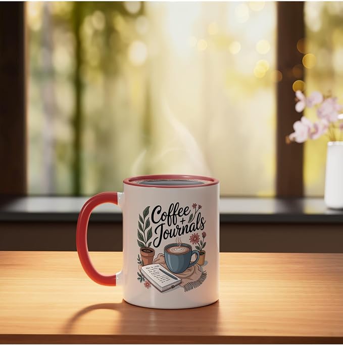 Coffee and Journals Ceramic Mug - Image 3