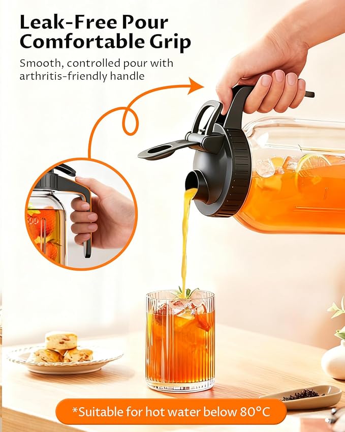 64 oz Mason Jar Pitcher – Airtight & Leakproof Glass Pitcher - Image 5