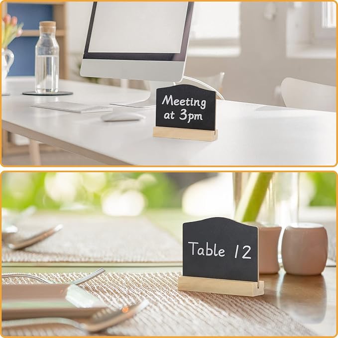 Mini Chalkboard Signs with Stand, 16 Pack Reusable Wooden Tabletop Chalkboard 4 - Image 8
