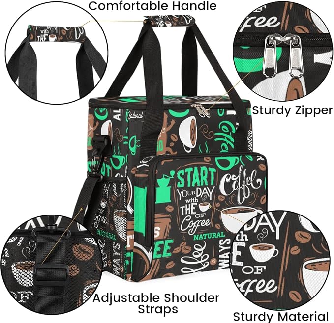 coffee cup coffees beans cyan Coffee Maker Carring Bag Travel Carrying Storage - Image 6