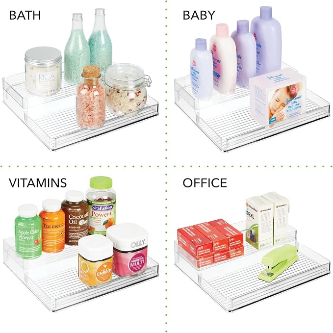 mDesign Plastic Kitchen Food Storage Organizer Shelves, Spice Rack Holder - Image 4