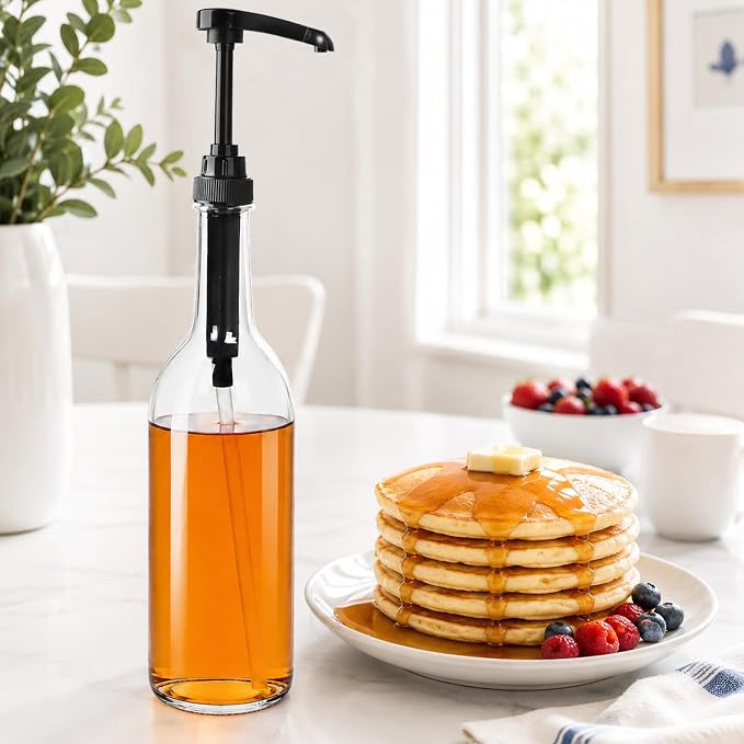 3-Pack 25oz/750ml Round Glass Coffee Syrup Dispenser - Image 6