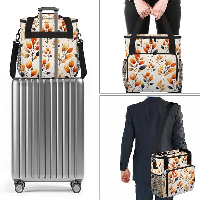Fall Leaves Coffee Maker Carring Bag, Large Insulated Storage Organizer Case - Image 7