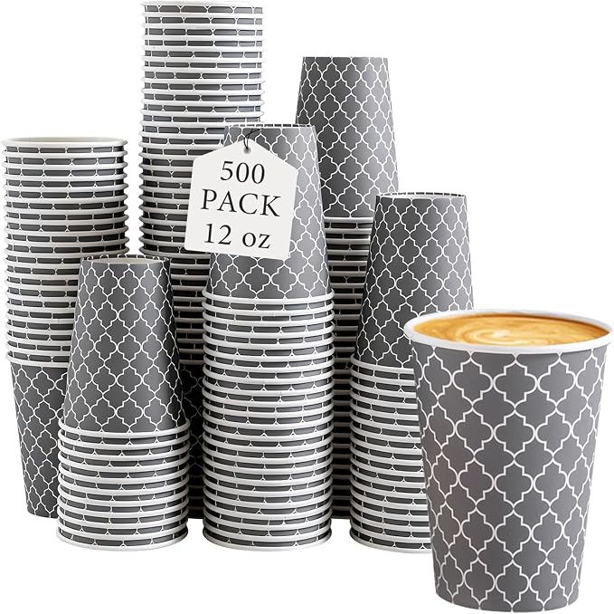 Lamosi Coffee Cups 12OZ 500 Pack, Disposable Coffee Cup, Disposable Cups by BuyNow