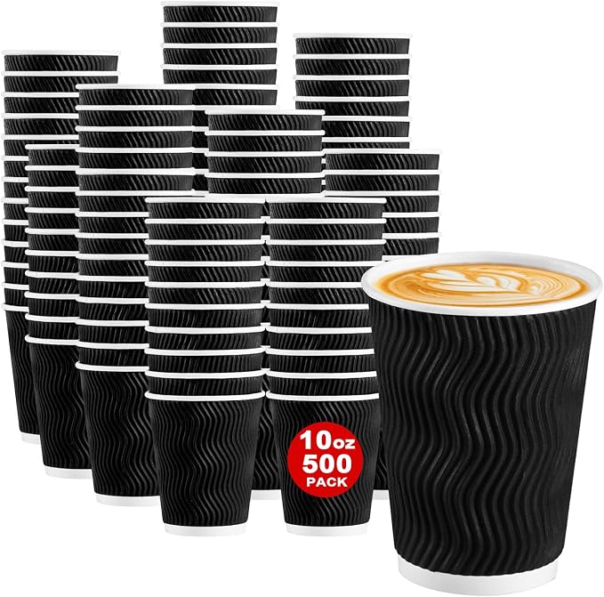Lamosi 500 Pack Disposable Coffee Cups 10 OZ, Paper Coffee Cups by BuyNow