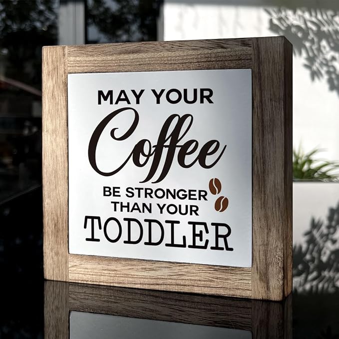 Coffee Sign, Farmhouse Coffee Decor, May Your Coffee Be Stronger Than Your - Image 3