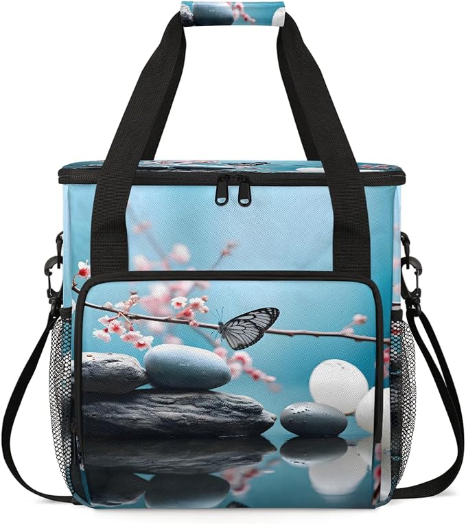 Zen Stone Flower Coffee Maker Carring Bag, Large Insulated Storage Organizer by Home