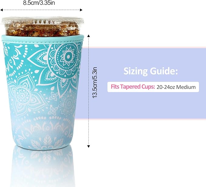 Patelai 4 Pieces Reusable Iced Coffee Sleeve Cup Insulator - Image 3
