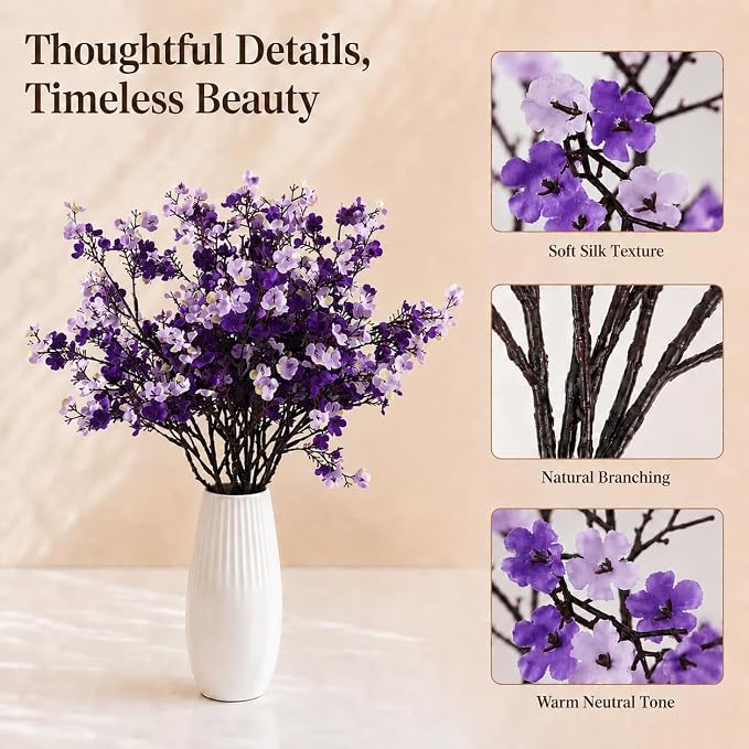 Mandy's 6 Bundles Artificial Shades of Purple Baby’s Breath Flowers | 18.5 Inch - Image 4