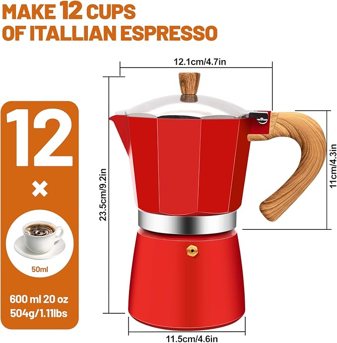 12 Cup Aluminum Espresso Stovetop Moka Pot Express Coffee Maker Percolator - Image 2