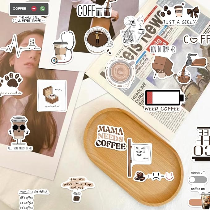 50pcs Aesthetic Coffee Theme Stickers - Image 4