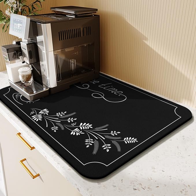 Flowers and Plants Absorbent Coffee Bar Mat - Image 2