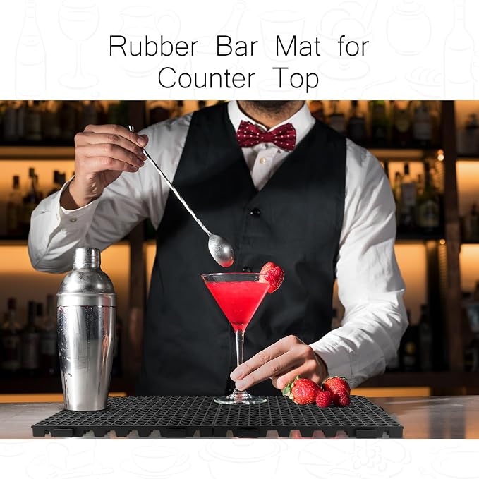 Tioncy 30 Pcs Bar Countertop Supplies Interlocking Mats 12 x 12 Inch Black - Image 5