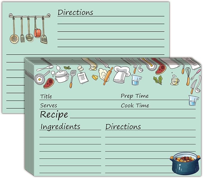 100Pcs Recipe Cards Double Sided Homey Kitchen Diaries 4x6inch Blank Cardstock by Remerabel
