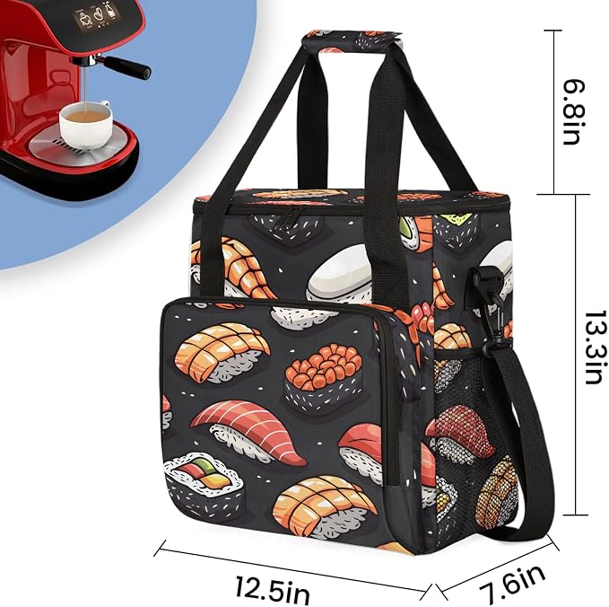 Sushi Coffee Maker Travel Bag, Food Insulated Grocery Bag Travel Picnic - Image 2
