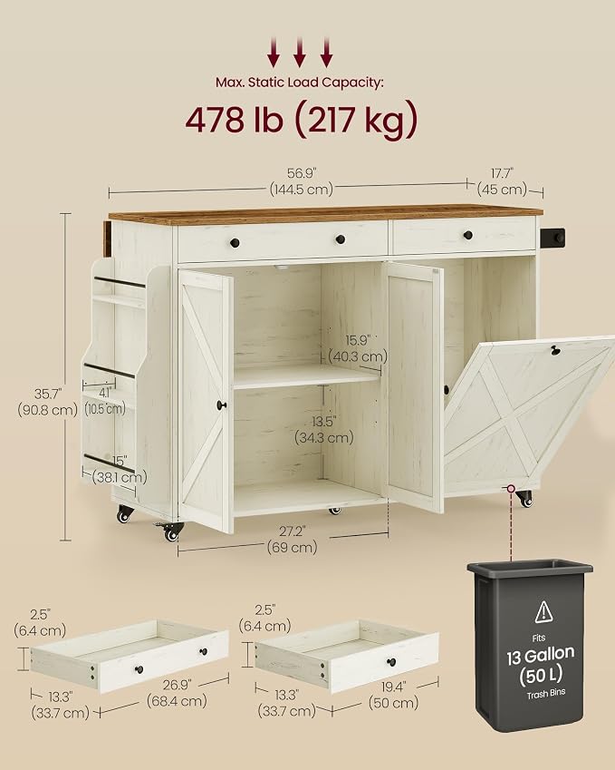 VASAGLE Mobile Kitchen Island - Image 6