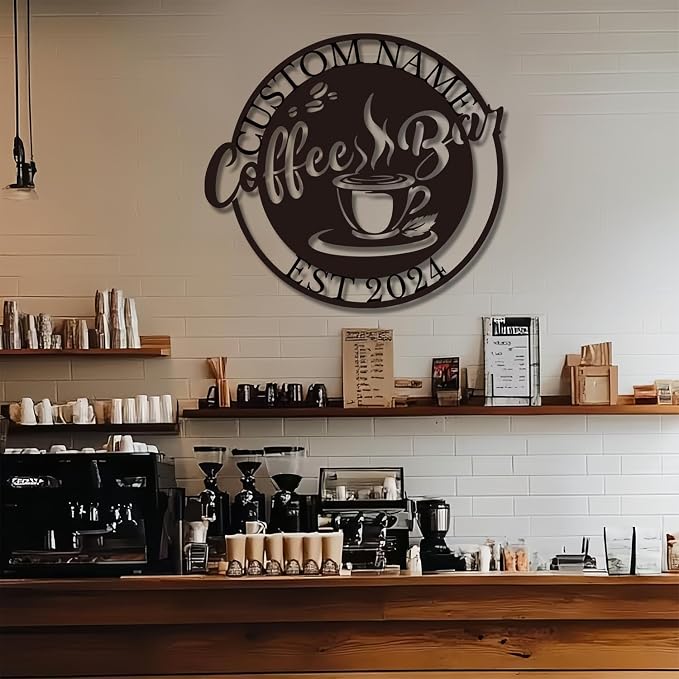 Personalized Coffee Bar Sign, Custom Metal Wall Art - Image 5