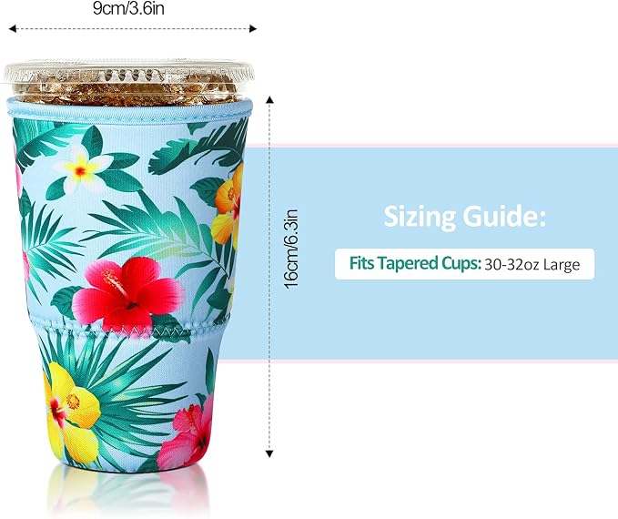 Patelai 4 Pieces Reusable Iced Coffee Sleeve Cup Insulator - Image 3