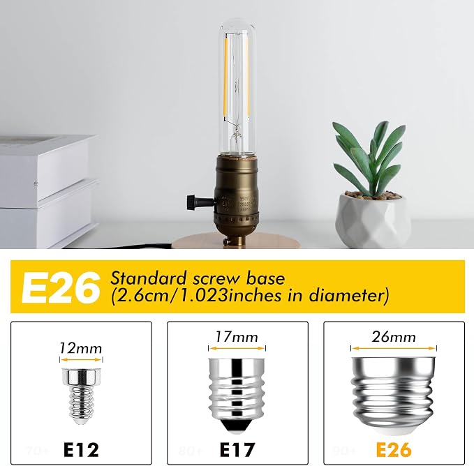 Dimmable Tubular Light Bulbs 40Watt, 4W E26 T10 LED Type T Bulbs, 2700K Warm - Image 7