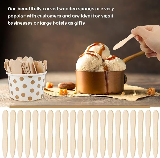 400 Pcs Small Wooden Spoons, Mini Disposable Ice Cream Tasting Spoons, 3 Inch - Image 6