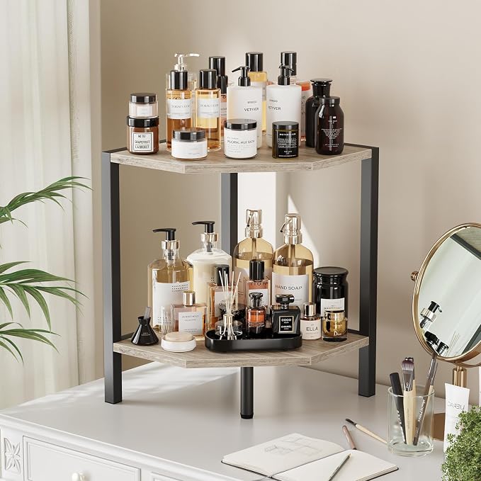 Corner Shelf Stand, 2 Tier Industrial Corner Bookshelf - Image 7