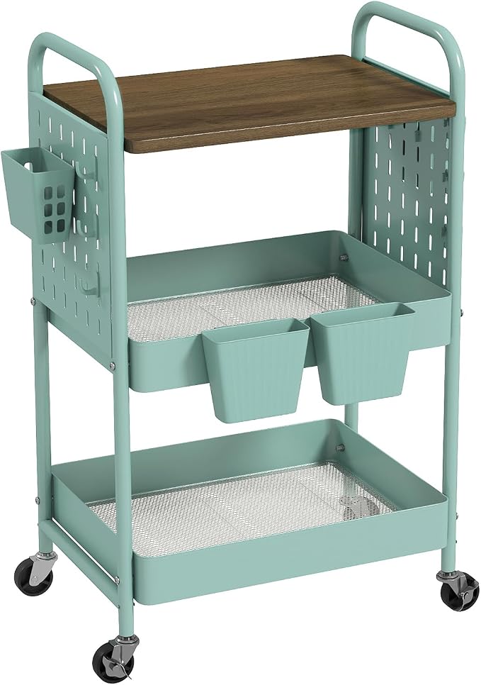 danpinera 3 Tier Rolling Cart, Metal Storage Cart by danpinera