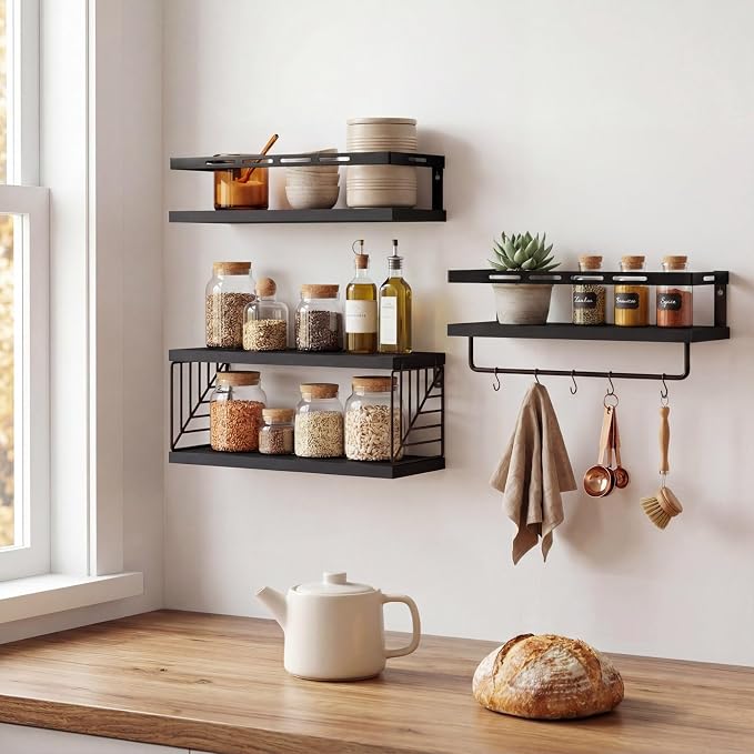 Fixwal Wall Mounted Bathroom Shelves Over Toilet, Rustic Wood Floating Shelves - Image 7
