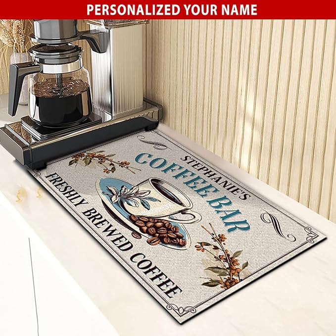 THUYPT Personalized Coffee Mat, Coffee Station Mat Quick Dry, Coffee Spill Mat - Image 3