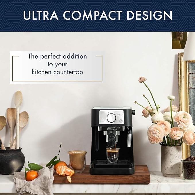 De'Longhi Stilosa Manual Espresso Machine, Compact Coffee Maker, 15 Bar Pump - Image 2