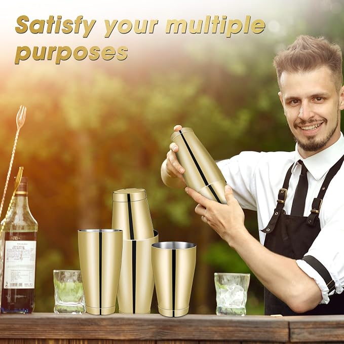 Sabary 6 Pcs Cocktail Shakers Professional Bar Shaker Boston Set Stainless - Image 5