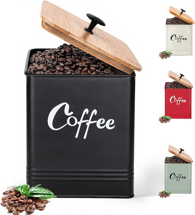 Airtight Coffee Canister-Coffee Container, Airtight 40 oz Large Iron Black by Unknown