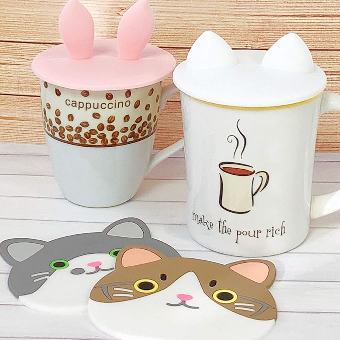 Wrapables® Animal Ears Silicon Cup Lids, Anti-Dust Airtight Mug Covers - Image 4
