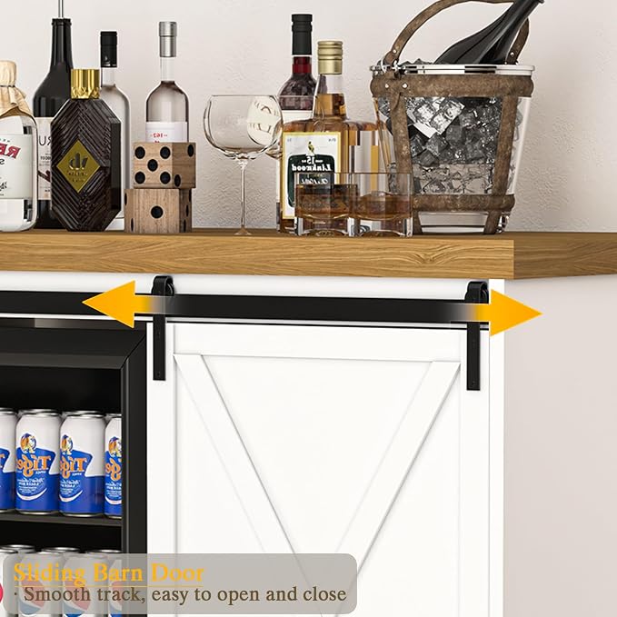 49.2" Coffee Bar Cabinet with Mini Fridge Space, Farmhouse Wine Bar Cabinet - Image 6