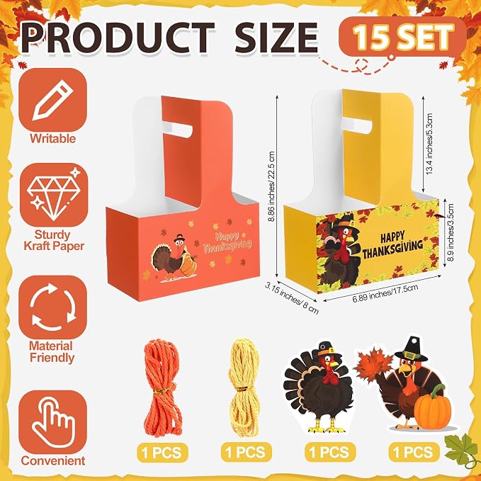 TaoBary 30 Set Thanksgiving 2 Cup Drink Carrier - Image 2