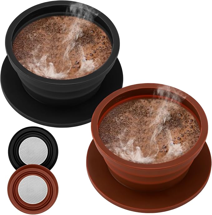 2-Packs Travel Collapsible Paperless Pour Over Coffee Dripper Kit by VVGCS