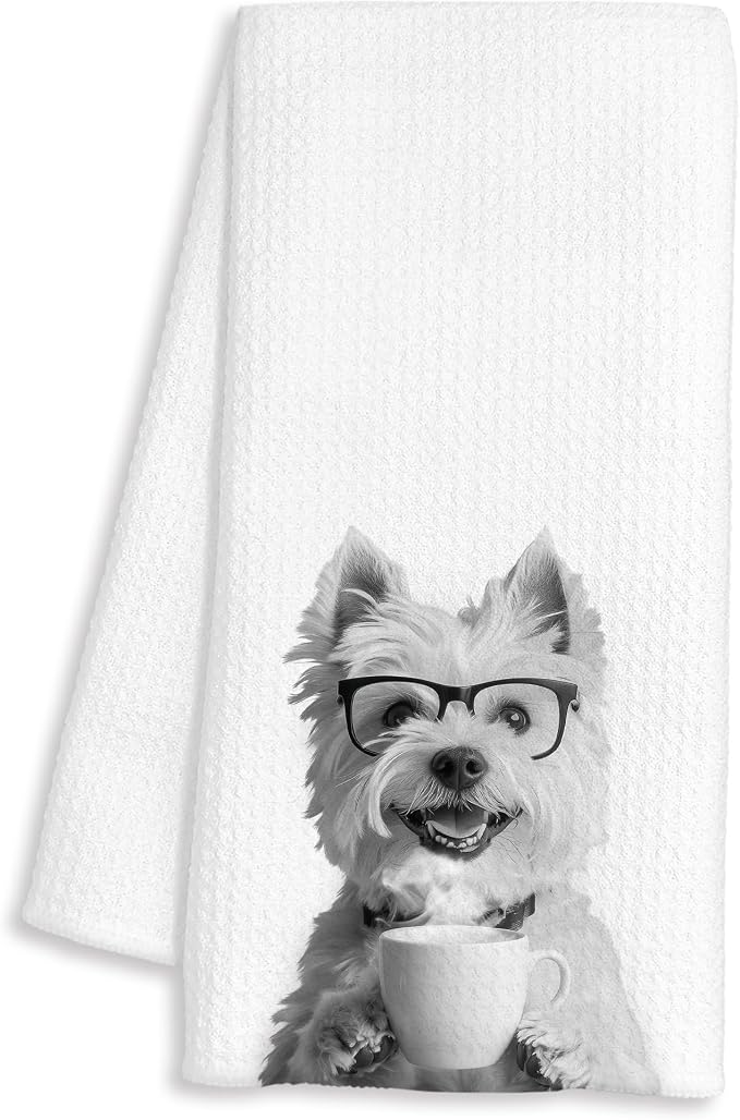 Funny West Highland Terrier Decor Coffee Kitchen Towels Gift, West Highland by Unknown