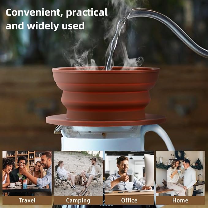 2-Packs Travel Collapsible Paperless Pour Over Coffee Dripper Kit - Image 3