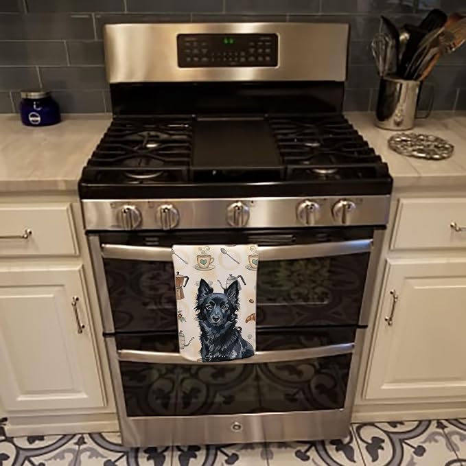 Caroline's Treasures Schipperke Coffee Bar Kitchen Towel Velour Plush Front and - Image 5