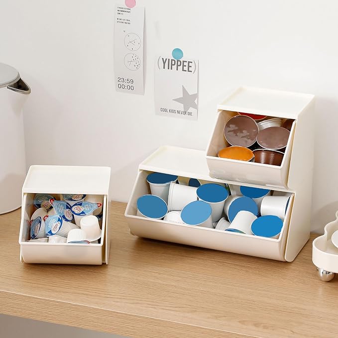 Coffee Pod Holder, 3 Pack, Cream | Plastic Storage Organizer Box, - Image 6
