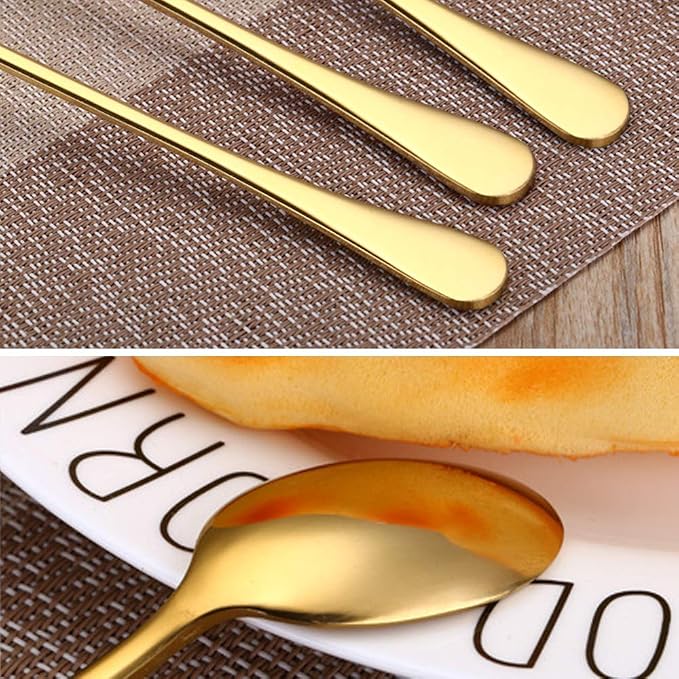 DaKuan Set of 10 Gold Stainless Steel Long Handle Stirring Spoons - Image 3