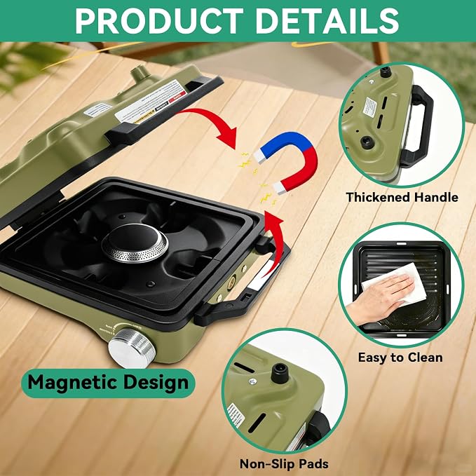 2 Burner Portable Propane Camping Stove Kit, 24000 BTU Foldable Hiking Stove - Image 7
