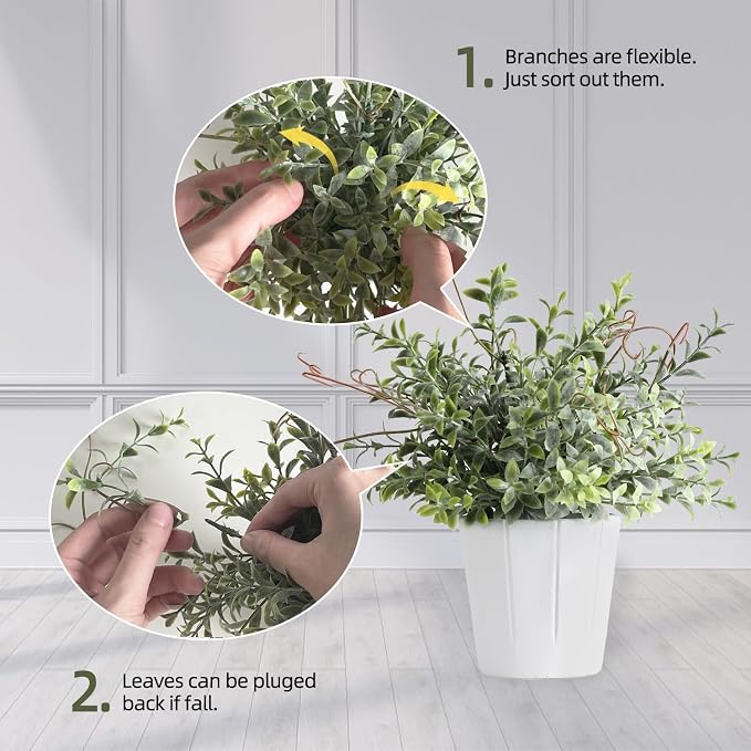 3 Pack Small Fake Plants in White Pulp Pot | Artificial Plants Indoor, - Image 5