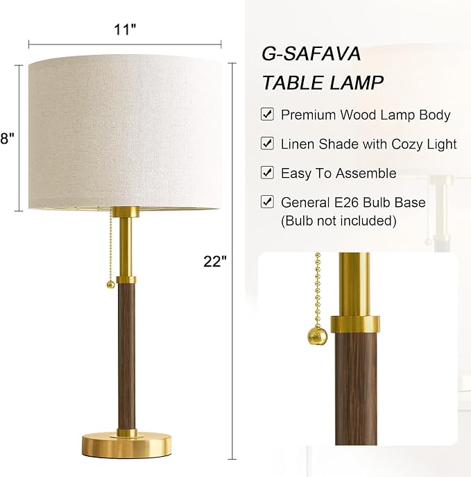G-SAFAVA 22" Table Lamps Mid Century Modern Lamps - Image 2