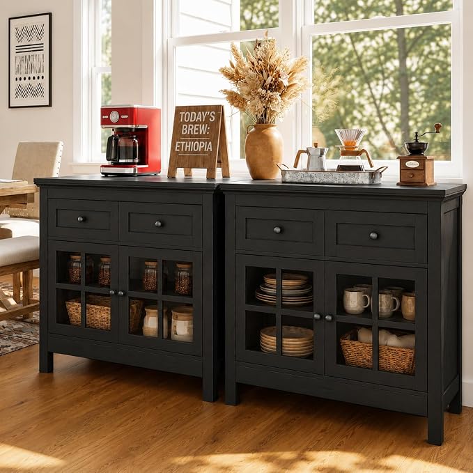 72" Buffet Cabinet Sideboard, Large Coffee Bar Cabinet by Foxemart