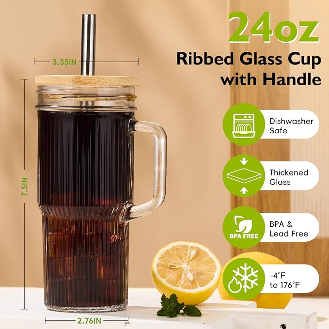 JunVpic 24oz Ribbed Glass Tumbler - Image 2