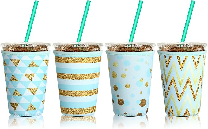 Patelai 4 Pieces Reusable Iced Coffee Sleeve Cup Insulator by Patelai