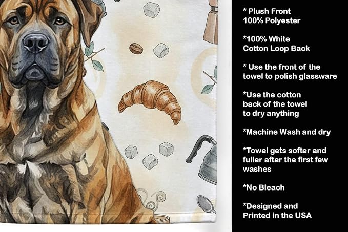 Caroline's Treasures Brindle Boerboel Coffee Bar Kitchen Towel Velour Plush - Image 4