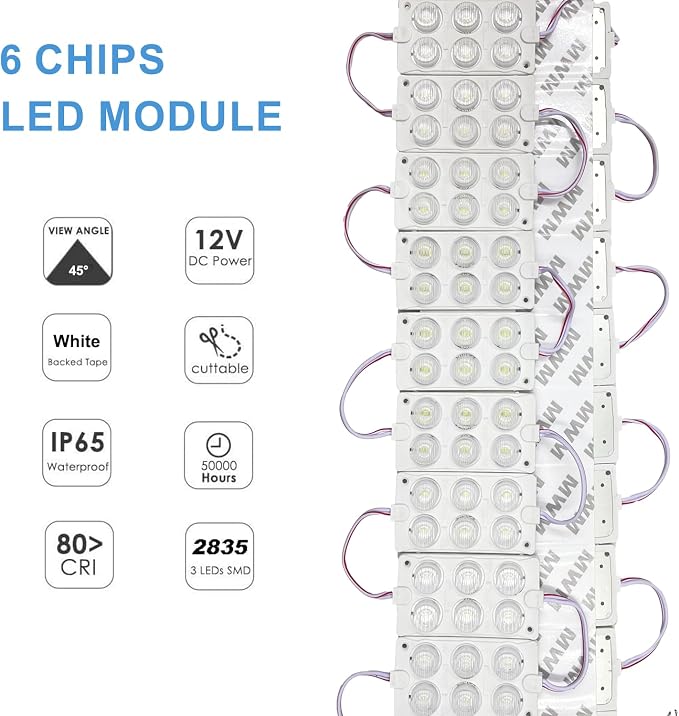 KBLEDLAMP DC12V 3W 6LEDs 20PCS Per LED Module, Pure White Light 10000k LED - Image 2